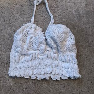 white knitted  crop top